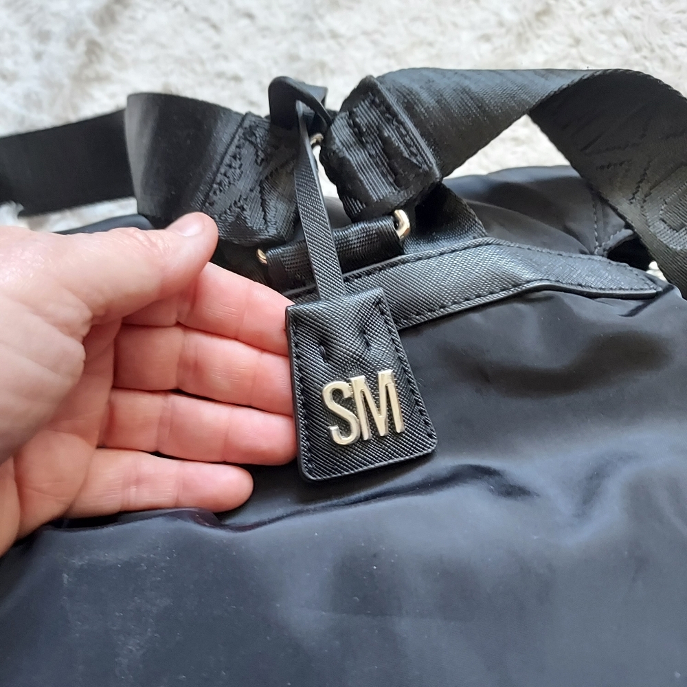 Steve Madden Broo Nylon Backpack Black Silver Hardware Academia Career - Picture 5 of 14